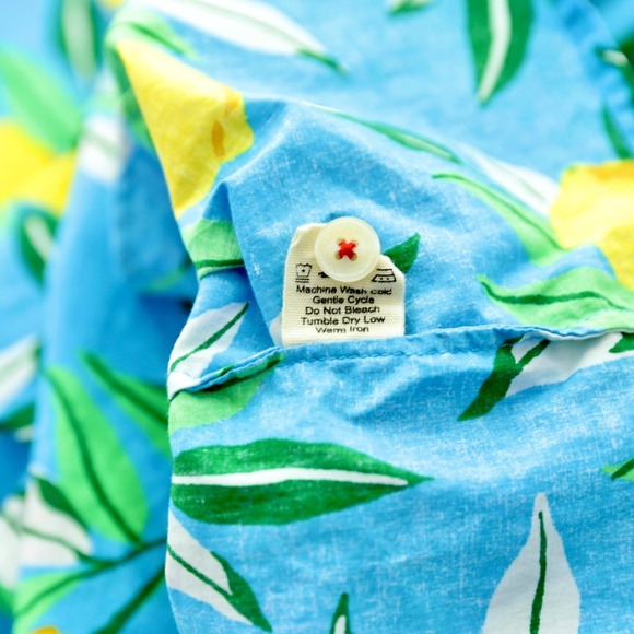 Printfresh Athropologie Lemon Zest Blue Yellow Button Up Sleep Shirt Womens S - Picture 8 of 8